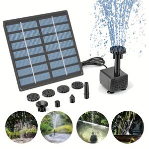 TEMU 1/2개 2.5W 태양광 분수 펌프 (새 목욕통, 연못, 정원, 수영장 & 수족관용) 6개 노즐 포함, 태양광 패널 디자인 - 배터리 불필요, 물놀이 장식용 태양광 펌프