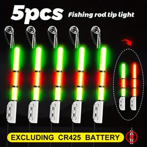 TEMU 낚시 물고기 물고임 표시기 5개 세트, 파이어 낚시 조명, 파이어 낚싯대, 파이어 낚싯대용 팁 조명, 빨간색으로 변하는 미끼 조명, 바다 낚시용 루어, 모든 낚시 장비에 적합