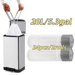 TEMU 20리터/5.3갤런 쓰레기 봉투 (50x55cm) 2/3/4롤/24/36/48개입. 손잡이 있는 헤비듀티 끈끈이 쓰레기 봉투, 찢어짐 방지 주방/욕실/야외용 쓰레기 봉투, 크리스마스 청소에 필수적이며 완벽한 크리스마스 선물