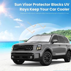 TEMU Kia Telluride 2020-2025, Kia Sportage, KIA Sorento 2021-2025, Kia Carnival 2022-2025, KIA Niro 2017-2024용 햇빛 가리개. 접이식 햇빛 가리개는 UV선으로부터 보호하고 차량을 더 시원하게 유지합니다.