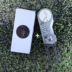 TEMU 골프 디봇 도구 세트, 다기능 디봇 도구 포함 1개 디봇 도구 및 2개 골프 볼 마커 (내장형 순은 볼 마커 + 패턴 볼 마커), 알루미늄 합금 그립과 스테인리스 스틸 포크 헤드, 정교한 공예, 미적이고 내구성 있는 골프 선수를 위한 완벽한 선물, 필수 골프 액세서리