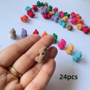 TEMU 8/24/36개 혼합 플록킹 | 주얼리, 헤어핀, 헤어밴드, 수제 선물, 부활절, 새해, 발렌타인데이 장식용 플러시 동물 비즈 - 플라스틱 재질