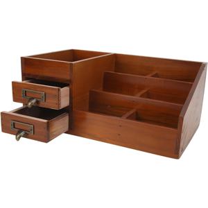 TEMU 데스크탑용 나무 수납 상자 - 사무용품, 뷰티 제품 & 개인 관리 용품 정리함 | 튼튼한 갈색 나무 서랍 수납 | 가정 & 사무실 정리