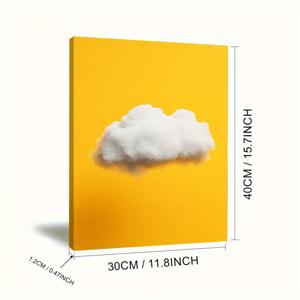 TEMU 1pc 2D 플랫 HD 프린트 노란 배경 구름 장식 캔버스 아트 프레임, 직접 걸 수 있는 집 장식, 벽 아트, 방 장식, 이상적인 선물, 거실, 침실, 식당, 사무실 장식