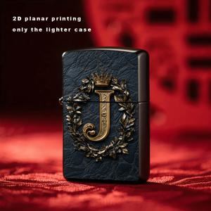 TEMU 2D 내압 슬라이드 오픈 메탈 라이터 케이스 - 크라운 & 레터 & 리스 디자인. 아버지의 날, 독립기념일 선물로 완벽한 세련된 선물
