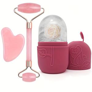 TEMU 3개 페이셜 뷰티 마사지 도구 세트 (롤러 마사지기, 아이스 페이스 롤러, 괄사 보드 포함), 바디 및 등용, 각 조각은 약간 다른 질감