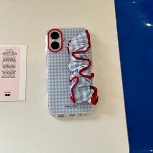 TEMU 라운드 에지 에어백 체크드 손목끈 애플 for iphone 16, 15, 14, 13, 12, 11 Pro 및 Pro와 호환됩니다.