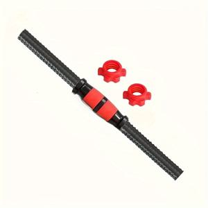 TEMU 고품질 조절 가능한 무광 블랙 덤벨 바 (고무 코팅), 덤벨 및 근력 운동용으로 설계되었으며, 미끄럼 방지 그립과 내구성 있는 스레드 특징