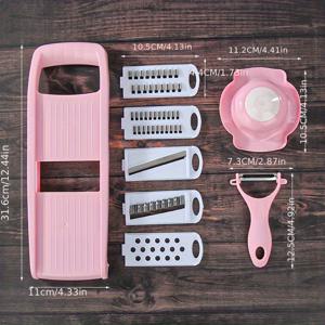 TEMU 수동 채소 슬라이서 및 강판 - 감자, 당근, 오이, 과일용 교체 가능한 블레이드가 있는 멀티블레이드 주방 도구 - 내구성 플라스틱 구조, 컴팩트 디자인 - 쉬운 청소 가능 블레이드 - 가정 및 전문 주방용 - 공간 절약형 카운터탑 보관 - 시간 절약형 채소 & 과일 준비 도구, 야채 슬라이서, 쉽게 세척 가능한 재질