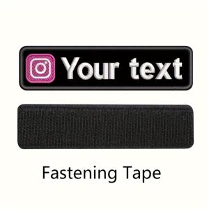 TEMU 맞춤제작 자수 이름 패치 1개, 소셜 미디어 아이콘 포함 개인화 텍스트 열봉/바지드, 유니폼·가방·자켓용 - 블랙/화이트