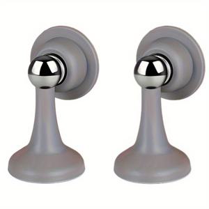 TEMU 문 웨지 스토퍼, 문 스토퍼, 문 블록, 자석식 문 스토퍼 버퍼, 스테인리스 스틸 바닥 장착형 문 스토퍼, 벽 장착형 문 홀더 - 그레이 | 2개 세트
