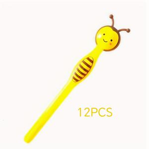 TEMU 귀여운 벌 테마 젤펜 12개 세트, 블랙 잉크 0.5mm 팁, 빠른 건조 잉크, 중간 굵기, 타원형 플라스틱 디자인, 클릭 스타일 캡. 파티 선물 및 학교 용품에 완벽, 여성, 동료, 호스트, 여자친구에게 적합