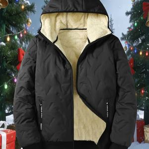 TEMU 2025 가을/겨울 - 안감 포근한 패션 후드티 남성 캐주얼 스포츠 카디건 두꺼운 자켓