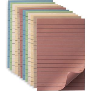 TEMU 80장 라인 스티키 노트 4x6인치 (4x6 테이블) - 접착식 줄무늬 스티키, 오피스, 플래너용 - 빈티지 컬러 메모 패드, 작업, 아이디어, 알림, 일정 정리용