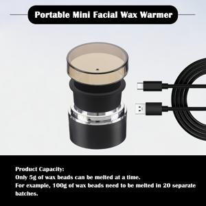 TEMU 10ml 미니 USB 왁스 워머 히터 + 실리콘 팟 - 휴대용 빠른 10분 히터, 얼굴, 눈썹, 입술, 비키니, 겨드랑이 왁싱용 - 세척 쉬움, 컴팩트 디자인, 가정 및 여행용