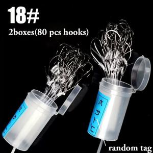 TEMU 2박스 (총 80개/박스 x2 = 160개) 헤비듀티 낚시 바늘 - 바브 포함, 보관통 제공 - #8부터 #18까지, 민물·바다낚시용, 농어·송어·파이크에 적합 - 전문가 및 아마추어 낚시꾼을 위한 강력한 구조, 사용 편리함, 야외 스포츠맨용