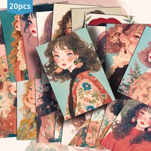 TEMU 20팩 수채화 카툰 애니메이션 여성 패션 포스트카드 - 4x6 인치 잡지 저널 용지, 클래식 핀업 일러스트, 수집용 장식 그림 카드 (스크랩북 & 공예용)