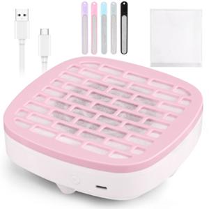 TEMU USB 미니 네일 먼지 제거기, 네일 팬, 네일 폴리싱 스트립 5개 포함, 여행 및 가정용 네일 먼지 제거에 이상적|매니큐어|네일스티커