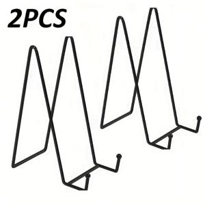 TEMU 2개 세트 고급 금속 접시 스탠드, 장식용 접시·책·사진 거치대 - 대형 디스플레이 스탠드, 테이블탑 아트, 주방, 회의실, 명판 및 액자에 완벽한 룸 데코