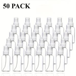 TEMU 50개 30ml 1oz 투명 플라스틱 미스트 스프레이 병 - 향수, 에센셜 오일 및 스킨케어용 리필 가능 여행용 용기, 흰색 캡이 있는 방수 디자인, 컴팩트하고 휴대하기 쉬운 휴대용 향수 리필 가능, 슬림한 병 디자인, 투명 컨테이너|오일스프레이