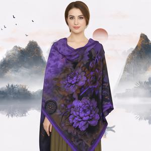 TEMU 여성용 빅사이즈 우아한 실크 스카프 - 실크 소재로 제작된 이 긴 숄은 모든 계절에 적합하며 따뜻함을 제공하며 투인원 디자인, 새틴 마감, 다기능 특징으로 외출 및 홈 데코에 완벽합니다.