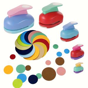 TEMU 5개의 원형 구멍 펀치, 8mm, 16mm, 25mm, 38mm, 50mm의 5가지 다양한 크기로 구성되어 있습니다. 이 원형 공예 구멍 펀치는 카드 및 앨범용 원형 종이 컷아웃 제작을 위해 설계되었으며, 색상은 무작위입니다.