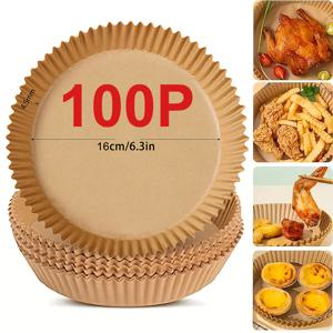 TEMU 100개 비스틱 에어프라이어 라이너, 에어프라이어 종이, 100/50 비스틱 라이너, 7.48인치(약 19cm) 일회용 에어프라이어 라이너, 18.93-30.28L(약 20.3리터) 에어프라이어, 오븐, 전자레인지용 라운드 라이너