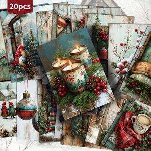 TEMU 20개입 ASSTSS 빈티지 스노우맨 & 산타 엽서 - 레트로 핀업 잡지 페이지, 스크랩북, 크리스마스 공예용 수집 장식 카드, 개인화 가능한 레트로 종이 노트 & 앨범용
