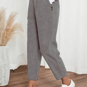 TEMU DJ0610085 여성용 솔리드 컬러 코듀로이 캐주얼 팬츠