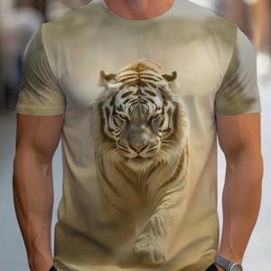 TEMU 남성용 호랑이 프린트 후드 스웨트셔츠, 거실 착용용, 부드러운 혼방 소재, 올리브 그린 컬러, 가볍고 내구성 있는 디자인, 캐주얼 홈웨어 및 야외 활동에 완벽