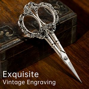 TEMU 인체공학적 스테인리스 스틸 꽃 가위, 정교한 손잡이 디자인 - 날, 미끄럼 방지 그립, 패브릭, 실, 사무실 및 가정용 - 내구성 및 스타일리시, 패브릭용 재봉 가위, 사무실 및 가정용, 우아한 스타일, 정밀 절단