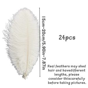 TEMU 24개 인공 타조 깃털, DIY 공예, 15*20cm/5.9*7.87인치 웨딩 테이블 센터피스 장식 및 의상 & 이벤트용 액세서리