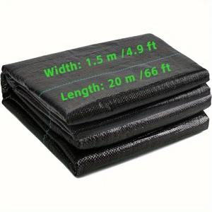 TEMU 1.5m x 20m(4.9ft x 66ft) 고강도 PP 제초 매트 - 내구성 강한 정원용 제초 매트, 채소밭, 잔디밭, 조경용, 햇빛 차단 및 수증기 투과성 지면 커버로 잡초 및 토양 침식 방지