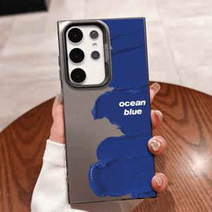 TEMU 휴대폰 케이스 - 블루 안료 패턴 디자인, 삼성 갤럭시 S25ULTRA, S24PLUS, S23FE, S21PRO, S22, S20+, A03S, A05S, A14, A31, A53, A34, A10, A04E, M04, A33, A35, A55, A72, A71, A70, A22, A16, A06, A20S, A54 전용 삼성 폰 호환