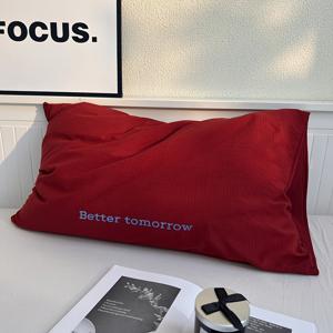 TEMU 1개, 영어 플레인 컬러 베개커버, 105g 고중량, 세탁기 사용 가능 & 부드러운 편안함, 침실 기숙사 장식용, 표준 사이즈 48*74cm, 심플한 패션 디자인, 사계절 사용 가능, 완벽한 선물|베개커버