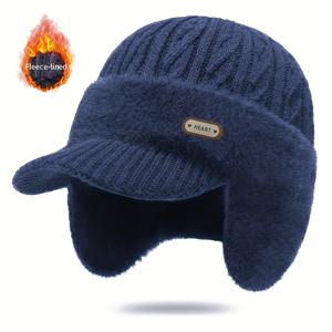 TEMU 남성용 겨울 귀마개 모자 - 두꺼운 보온 기능, 추운 날씨에 적합, 야외 활동, 출퇴근 및 추위 대비 - 스타일리시한 겨울 액세서리