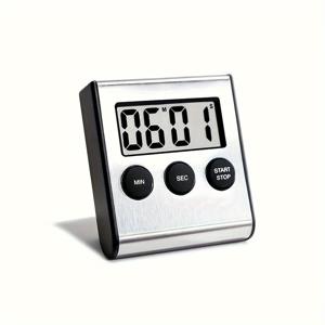 TEMU 스테인리스 스틸 디지털 주방 타이머 1개, 다기능 디스플레이가 있는 전자 카운트다운 타이머, 요리 또는 학습 알림에 적합, 필수 가정용품, AAA 배터리 1개 필요 (미포함)