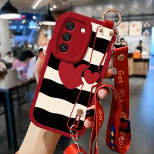 TEMU 휴대폰 케이스 - 삼성 갤럭시 S24/S23/S22/S21/Ultra/Plus 휴대폰 케이스에 적합한 창의적이고 스타일리시한 격자 무늬 하트 디자인, 갤럭시 S21 FE 5G 여성용 충격 방지 및 낙하 방지 케이스. S22+5G 손목 스트랩은 스탠드로 사용 가능|핸드폰스트랩|S21케이스|S22케이스