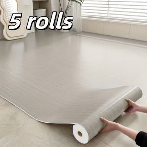 TEMU 두꺼운 나무결 PVC 접착식 바닥 스티커 5롤, 방수 및 내마모성 바닥 스티커, 쉽게 벗겨지는 침실, 거실, 주방, 임대 방 바닥재, 홈 데코 벽지, 홈 서피스 트랜스포메이션,DIY 바닥 업그레이드,탈착식 바닥 필름,현실적인 목재 ,레트로 우드 텍스처,내구성 있는 바닥 커버링,두꺼운 접착 필름