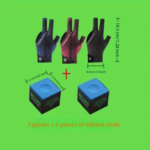 TEMU 3개 당 빌리어드 장갑 + 2개 당 빌리어드 파우더 세트, 미끄럼 방지 및 통기성 스누커 빌리어드 부착 장치