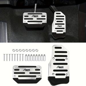 TEMU 차량용 미끄럼 방지 알루미늄 합금 페달 커버 2개 세트, 범용 및 가속 페달 패드 교체 액세서리.