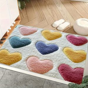 TEMU 부드럽고 흡수력 좋은 러그 - 현관, 욕실, 거실용 다색 매트, 세탁기 사용 가능, 휴일 친화적 & 부드러운 폴리프로필렌