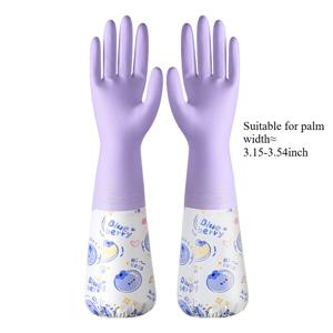 TEMU 튼튼한 방수 청소 고무 라텍스 장갑 | 가정용 청소에 적합한 긴 길이 및 두꺼운 디자인