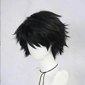 TEMU 애니메이션 캐릭터 코스프레용 짧은 검정 스팽키 레이어드 가발