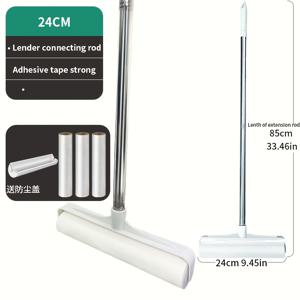 TEMU 49인치 조절 가능한 긴 손잡이가 있는 애완동물 털 제거 롤러 - 집, 소파 및 애완동물 표면을 위한 효율적인 먼지 청소 도구, 화이트 디자인, 떼어내는 방식, 애완동물 털 제거기