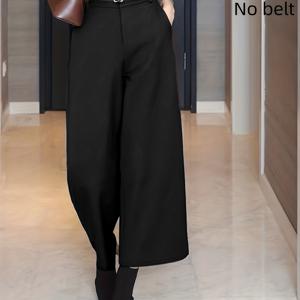 TEMU 여성용 우아한 가을/겨울 롱팬츠, 통근복 스타일, 하이웨이스트 편안한 크롭 트라우저.