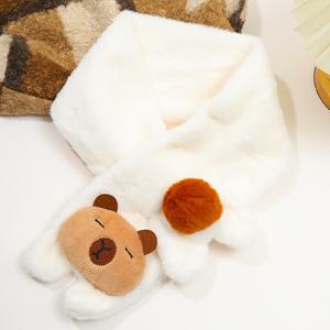 TEMU 레몬 러브 '귀여운 플러시 스카프 with 카피바라이나 (캡슐 펭귄 &) 참 - 부드러운 겨울 목도리, 추운 날씨를 위한 사랑스러운 카피바라 액세서리, 선물용, 멀티컬러 플러시 스카프