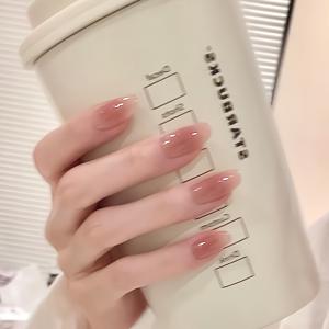 TEMU 10개입 K'APEINE 프레스온 네일 - 여성용 자연스러운 광택 젤리 네일, 롱 오벌 인조네일, 누드에서 투명 그라데이션 & 솔리드 컬러, 데일리, 오피스, 특별한 행사용 프레스온 네일 아트|네일아트|네일팁