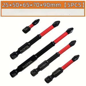 TEMU 5피스 마그네틱 미끄럼 방지 드릴 비트 세트: 5개, S2 스틸, 전동 및 수동 드릴에 적합, 미끄럼 방지 그립 마그네틱 드릴 비트 세트, [6피스 마그네틱 스크루드라이버 드릴 비트 세트], 친구 및 가족을 위한 훌륭한 선물