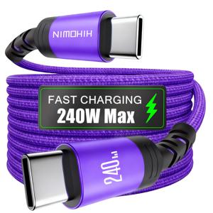 TEMU 240W USB C to USB C 케이블, USB C 코드 Type C 고속 충전, MacBook, iPad, Dell XPS, iPhone 17/iPhone Air/iPhone 17 Pro/iPhone 17 Pro Max, iPhone 16/15, 삼성 갤럭시, LG, 모토 G, 구글 픽셀, 샤오미 등 호환